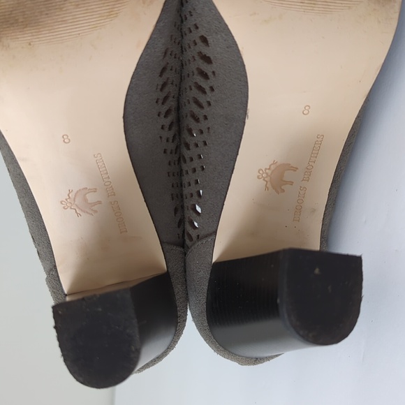 Brooks Brothers High Heeled Bootie Suede Open Toe Cut Out Grey size 8 - Picture 6 of 11